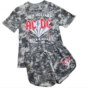 AC/DC High Voltage Tie Dye Matching Lounge Top & Sweat Shorts